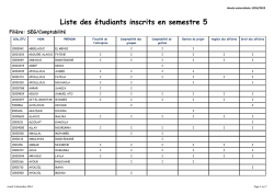 Liste des &eacute;tudiants inscrits en semestre 5