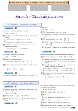 Seconde / Etude de fonctions