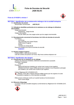 Fiche de Donn&eacute;es de S&eacute;curit&eacute; JADE BLOC