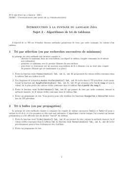 Introduction &agrave; la syntaxe du langage Java Sujet 2