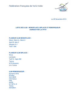 Liste des ULMs agr&eacute;&eacute;s FFVV - F&eacute;d&eacute;ration Fran&ccedil;aise de Vol &agrave; Voile