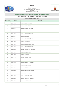 Candidats déclarés admis sur la liste complémentaire DES