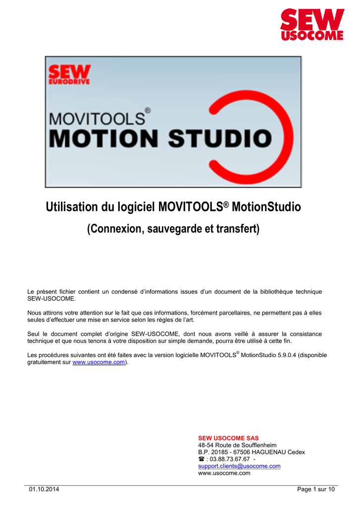 Utilisation du logiciel MOVITOOLS® MotionStudio