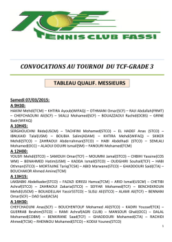 CONVOCATIONS AU TOURNOI DU TCF-GRADE 3