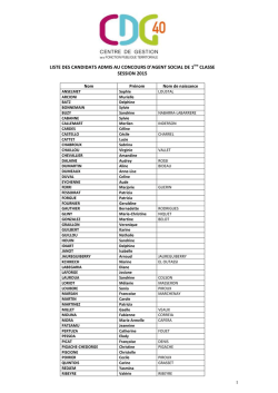 LISTE DES CANDIDATS ADMIS AU CONCOURS D