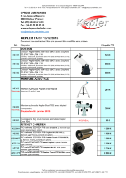 KEPLER TARIF 19/12/2015