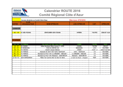 Calendrier ROUTE 2016 Comit&eacute; R&eacute;gional C&ocirc;te d`Azur