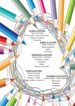 Menu du 11 au 15 janvier 2016 - Saint