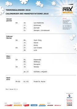 TERMINKALENDER 2016 CALENDRIER DES MANIFESTATIONS