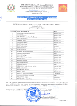 UNIVERSITE OUAGA 1Pr Joseph KI-ZERBO Institut Sup&eacute;rieur des