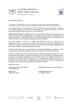 Page 1 Communiqu&eacute; de presse La Banque J. Safra Sarasin