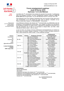Note de service Organisation FORUM