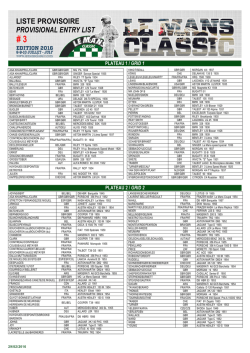 entry list - Le Mans Classic