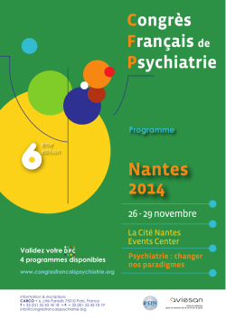 Programme CFP Nantes 2014 - Congr&egrave;s Fran&ccedil;ais de Psychiatrie