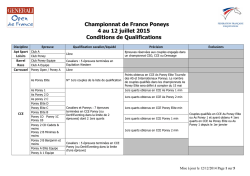 Conditions de qualifications Poney 2015