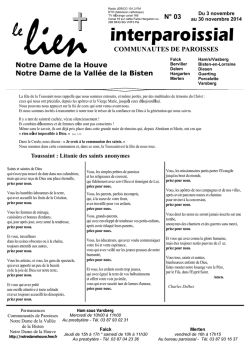 Lien n&deg; 03 - Communaut&eacute; des paroisses de Notre Dame de la Houve