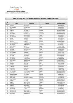 ena - session 2014 : liste des candidats retenus apres concours