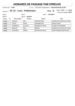 HORAIRES DE PASSAGE PAR EPREUVE