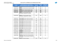 Liste des Prix de Référence des Médicaments Pfizer