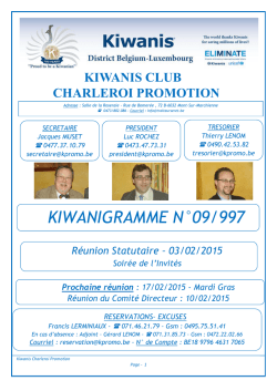 Dernier Kiwanigramme - Kiwanis Charleroi Promotion