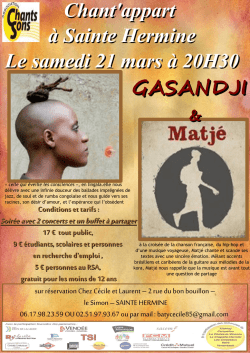 Chant`appart &agrave; Sainte Hermine Le samedi 21 mars &agrave; 20H30