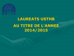 Lauréats USTHB au titre de l`année 2014/2015