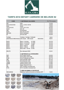 tarifs - OSAGRA Carri&egrave;re de Belv&egrave;ze 82