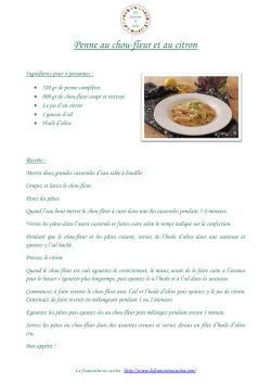 PENNE AU CHOU-FLEUR ET AU CITRON - Over-blog