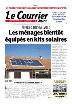 &Eacute;NERGIES RENOUVELABLES - Le Courrier d`Alg&eacute;rie