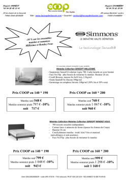 Prix COOP en 140 * 190 Prix COOP en 160 * 200 Prix