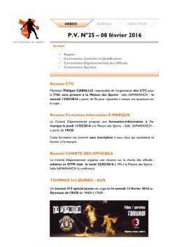 PV N&deg;25 &ndash; 08 f&eacute;vrier 2016 - Comit&eacute; de basket ball du Bas-Rhin