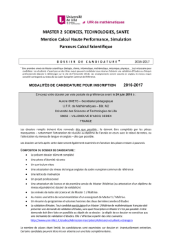 Dossier de candidature 2016/2017