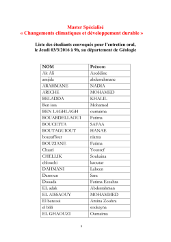 liste des candidats au concours oral
