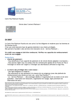 Carte Visa Platinum Facelia - Banque Populaire des Alpes