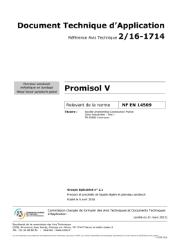 Document Technique d`Application Promisol V