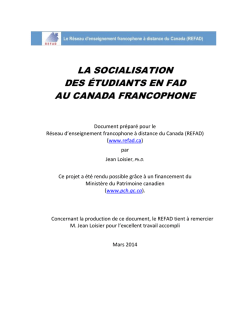 la socialisation des étudiants en fad au canada francophone - ex