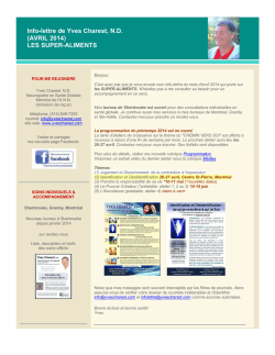 Info-lettre de Yves Charest, ND (AVRIL 2014) LES SUPER