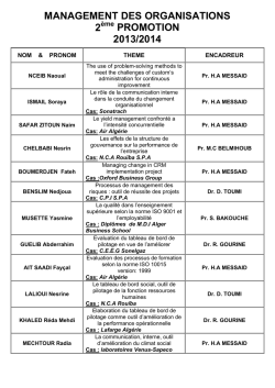 Management des organisations deuxieme promotion 2013