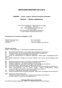 Brochure Master 2014/2015 - Université Paris Diderot