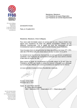 Mesdames, Messieurs Les Présidents de Ligues Régionales