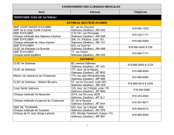 COORDONN&Eacute;ES DES CLINIQUES M&Eacute;DICALES