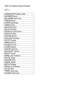 1961-62 Classes Noms Pr&eacute;noms