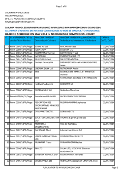 HEARING SCHEDULE ON MAY 2014 IN NYARUGENGE