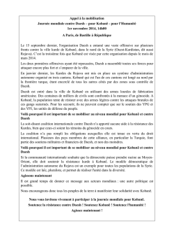 1er novembre : journée mondiale contre DAESH, pour