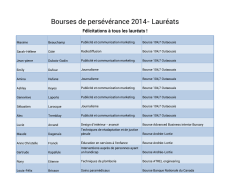 Bourses de pers&eacute;v&eacute;rance 2014- Laur&eacute;ats