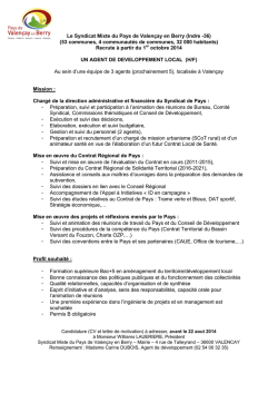 Le Syndicat Mixte du Pays de Valen&ccedil;ay en Berry (Indre -36)