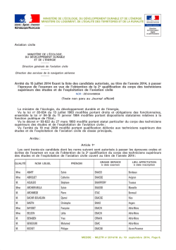 Arr&ecirc;t&eacute; du 15 juillet 2014 fixant la liste des candidats
