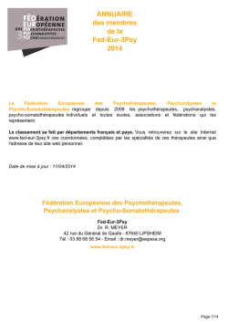 ANNUAIRE des membres de la Fed-Eur