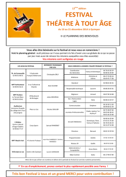 PLANNING Festival - Tr&egrave;s T&ocirc;t Th&eacute;&acirc;tre