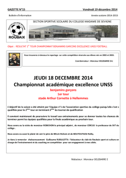 JEUDI 18 DECEMBRE 2014 Championnat acad&eacute;mique
